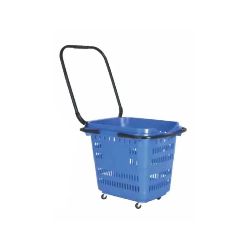 Supermarket 2 Wheels Rolling Plastic Metal Shopping Trolley photo 3