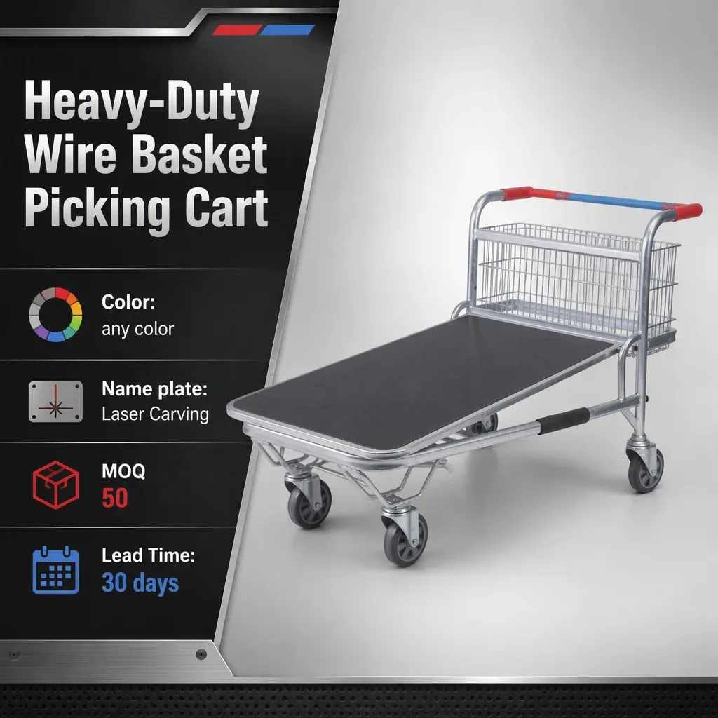 Heavy-Duty Wire Basket Picking Cart Cargo detail 8