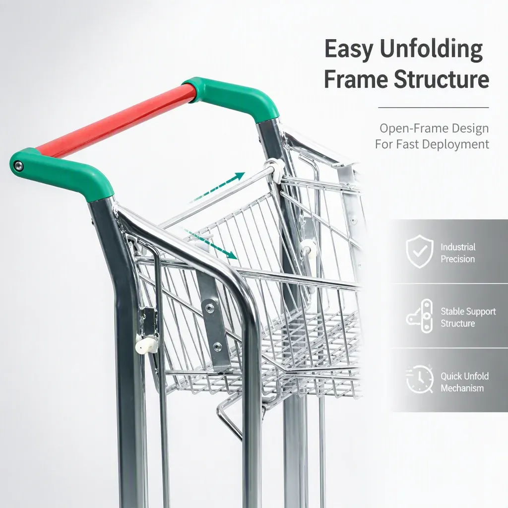 Heavy Duty Wire Mesh Unfolding Cart with 4 detail 2