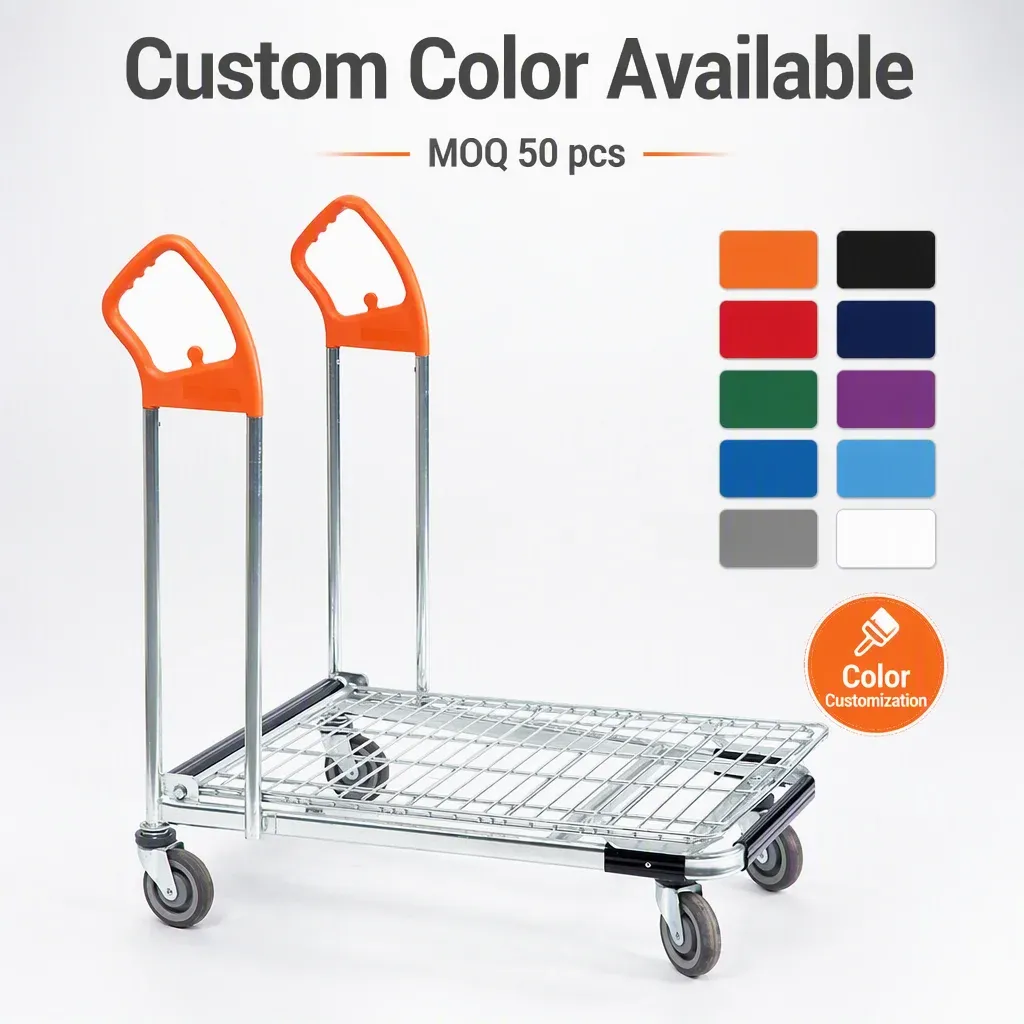 Metal Mesh Warehouse Cart Zinc Plated Surface 4 detail 8