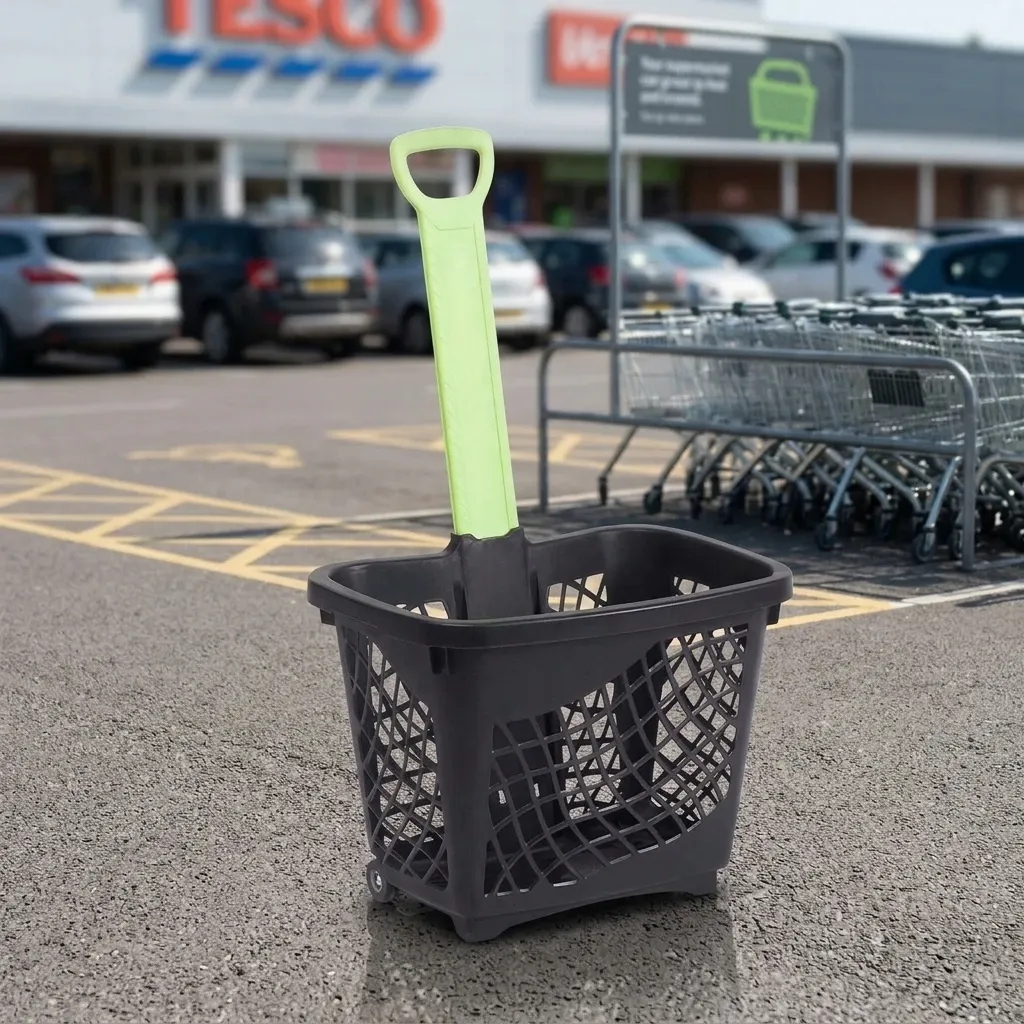 Plastic 2-Wheel Rolling Shopping Trolley with Pull Handle (LPT-84298) photo 1