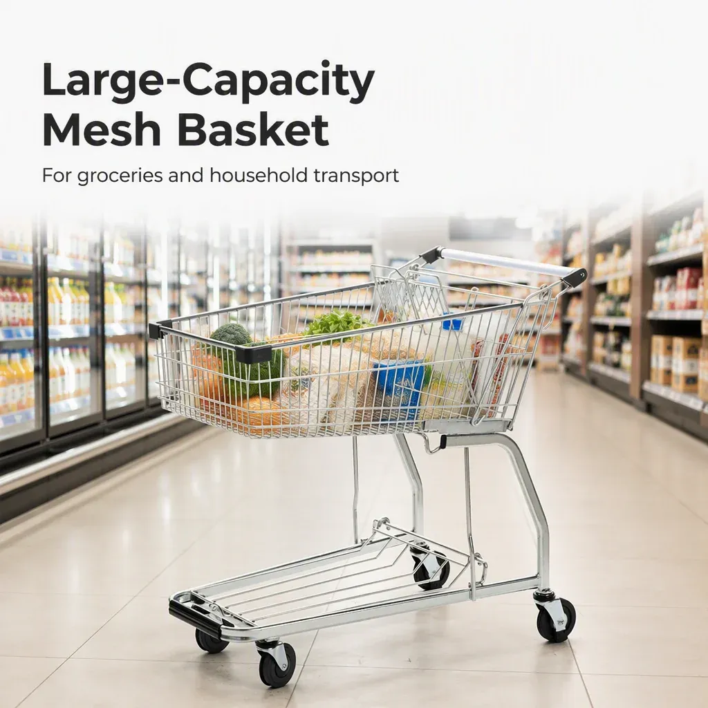 Heavy-Duty Mesh Wire Basket Picking Cart detail 1