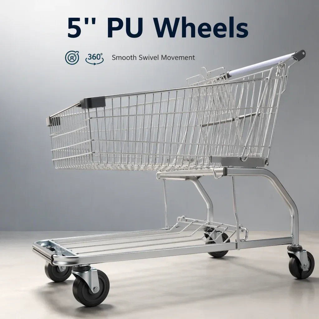 Heavy-Duty Mesh Wire Basket Picking Cart detail 4