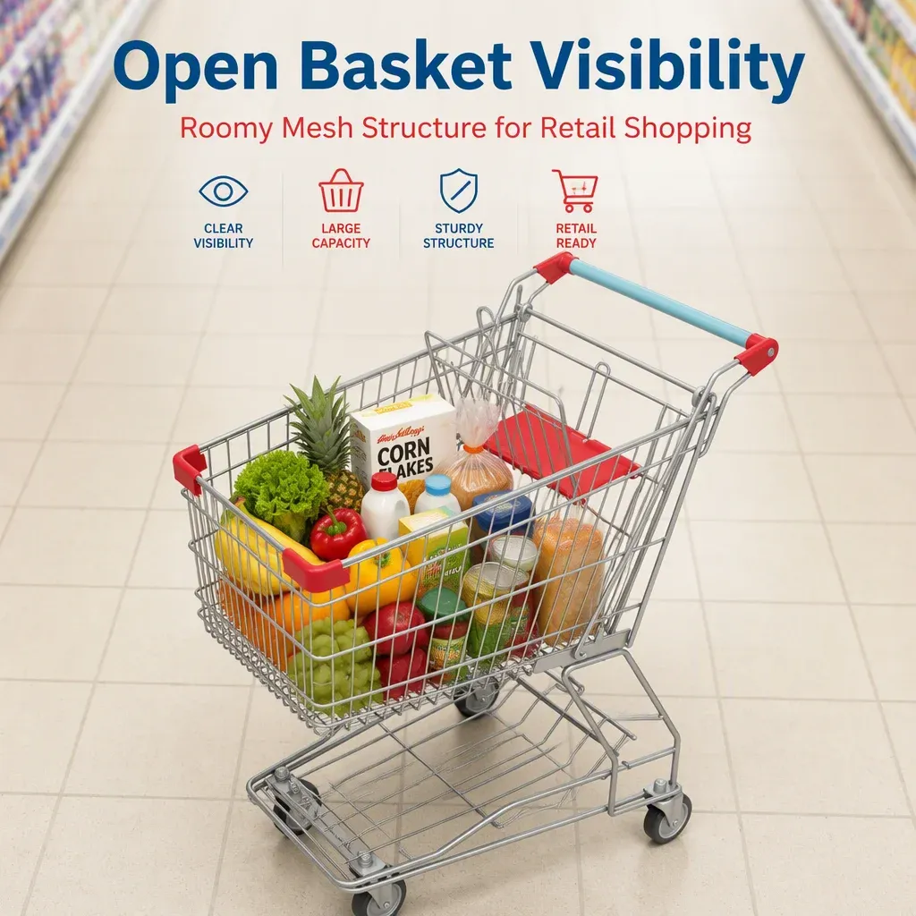 Lightweight Mesh Asian Shopping Trolley with 5 detail 2