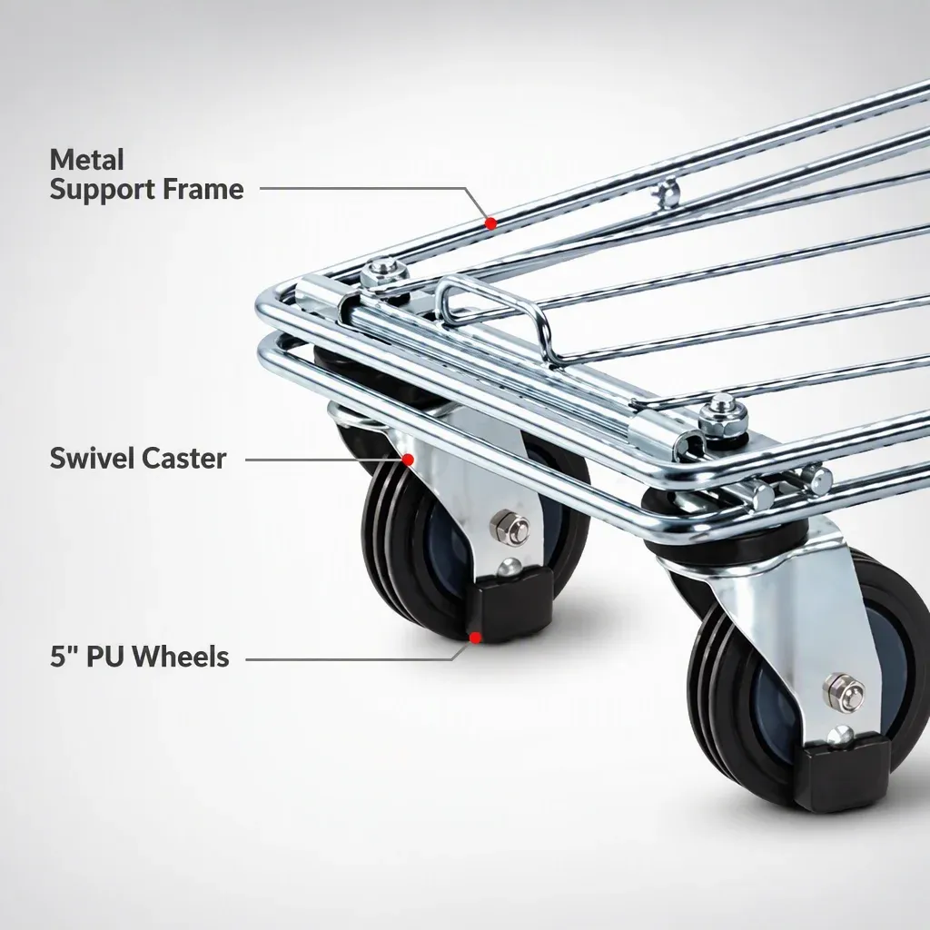 Lightweight Mesh Asian Shopping Trolley with 5 detail 3