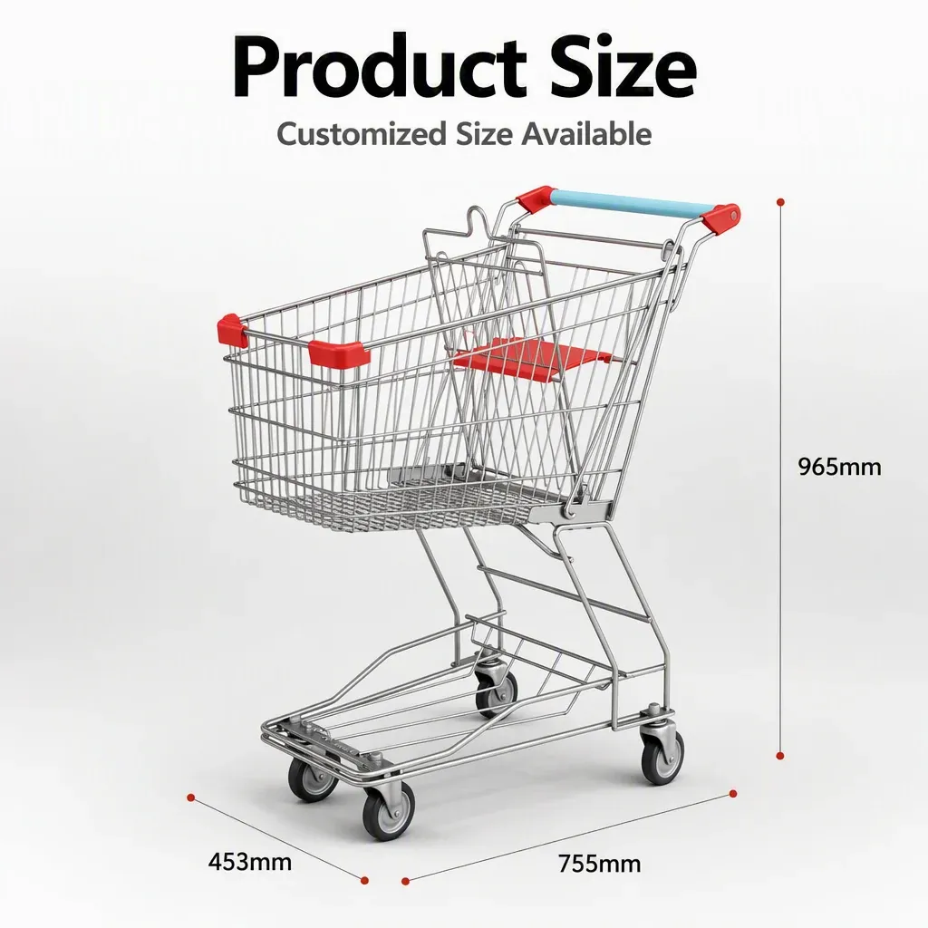 Lightweight Mesh Asian Shopping Trolley with 5 detail 5