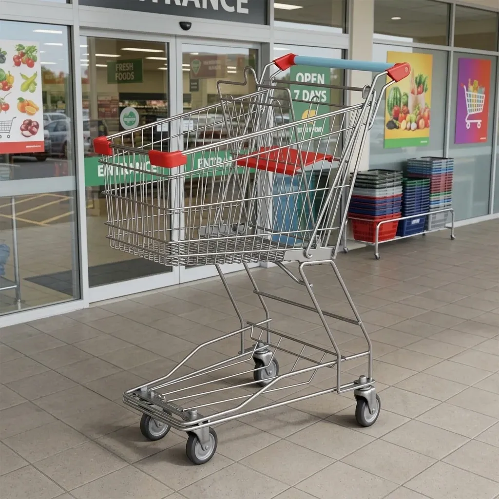 Lightweight Mesh Asian Shopping Trolley with 5