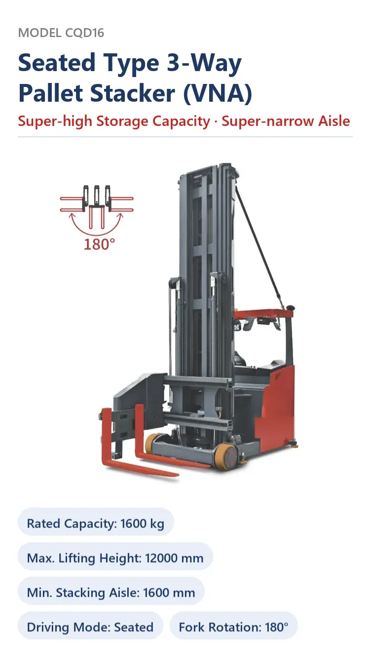 3 Way Forklift Vna Truck High Pallet Stacker 12m Reach detail 2
