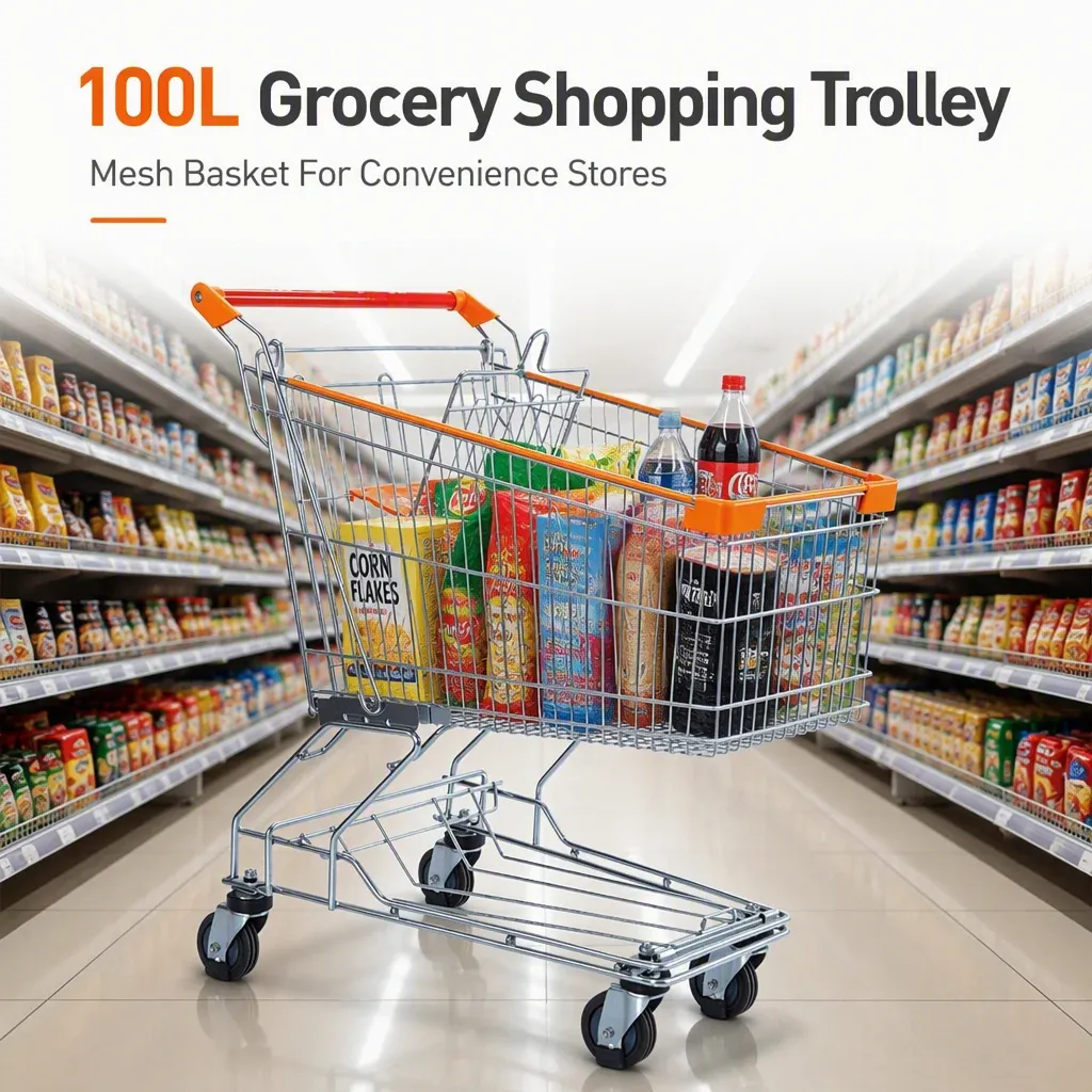 100L Asian Style Convenience Grocery Store Shopping Trolley detail 1