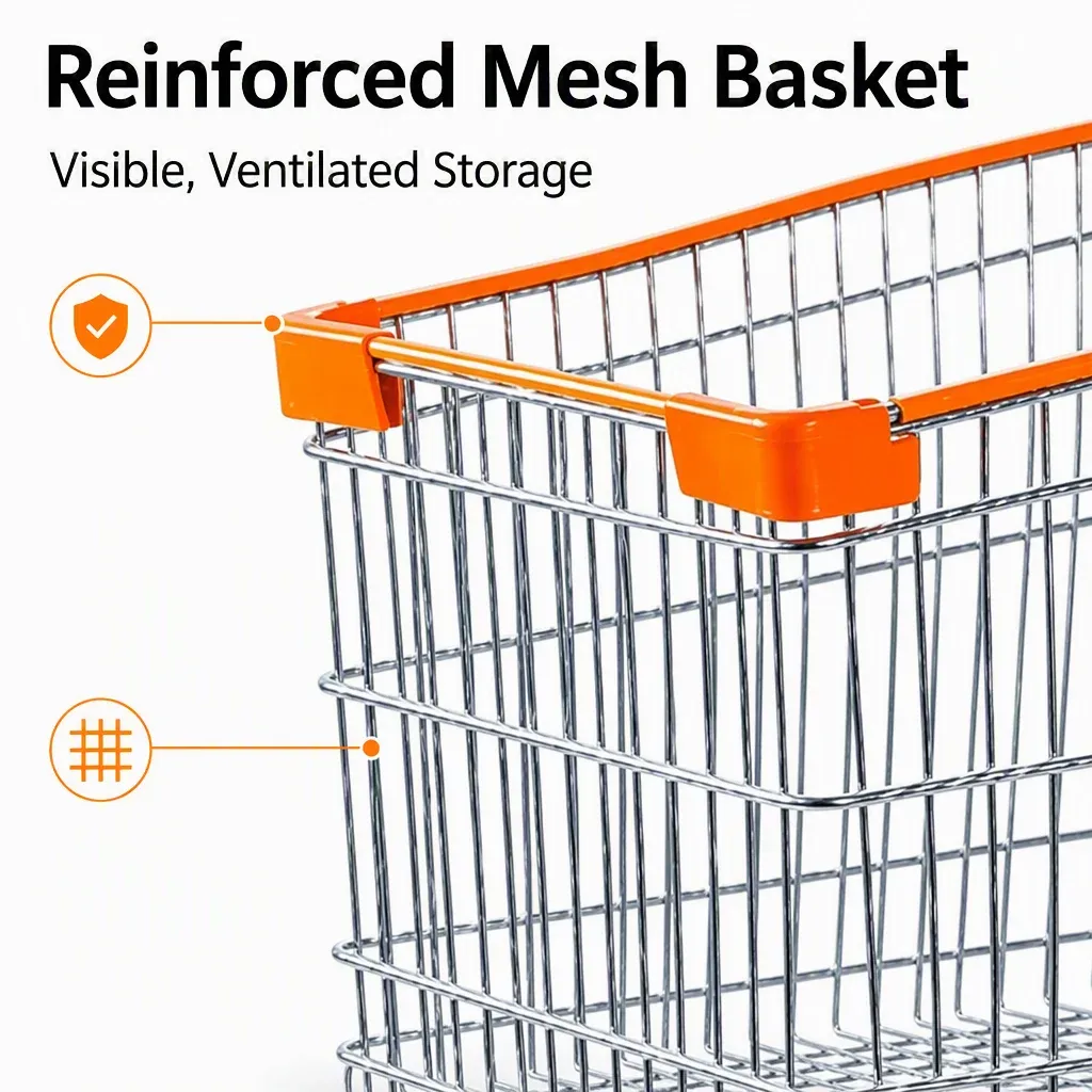 100L Asian Style Convenience Grocery Store Shopping Trolley detail 2