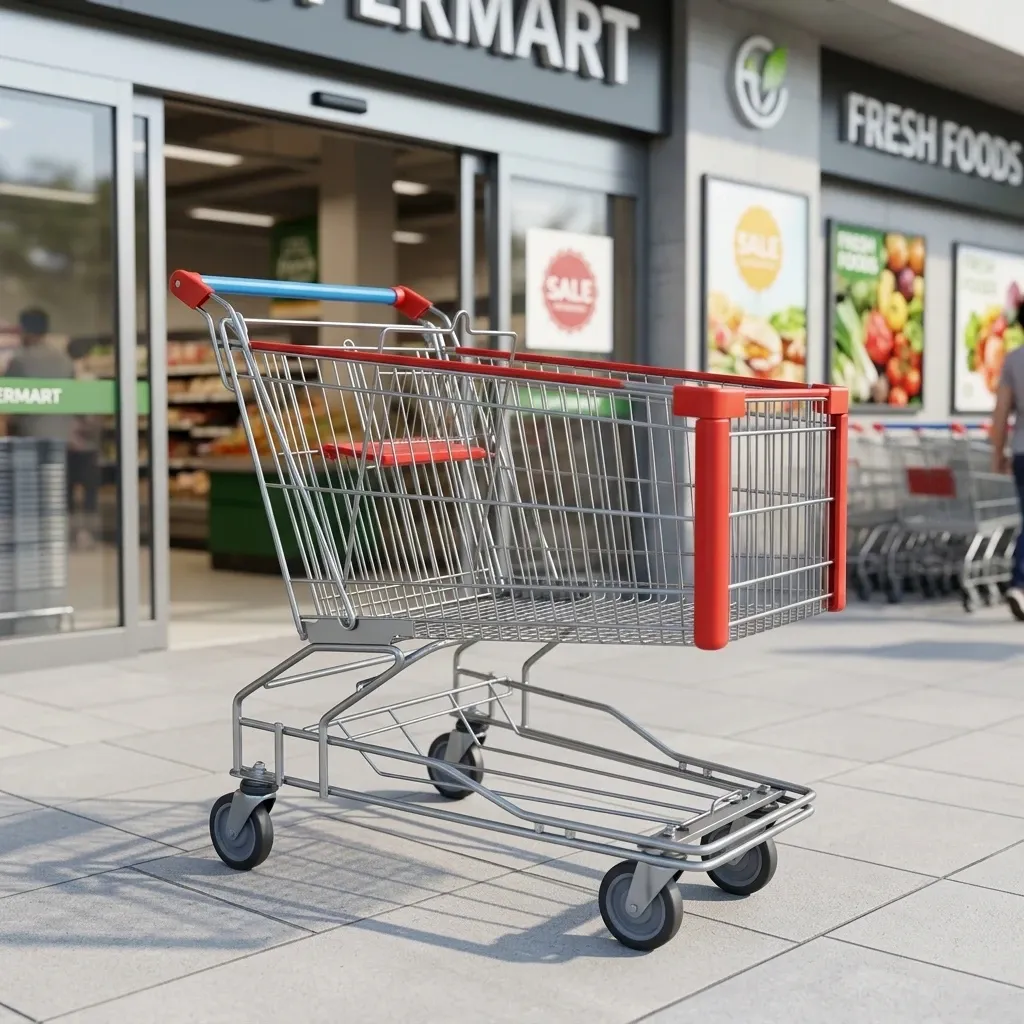 150L Asian Style Lightweight Mesh Structure Adjustable Handle Shopping Trolley