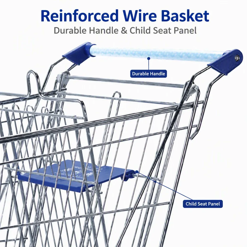 180L Asian Big Size Mesh Folding Shopping Trolley detail 4
