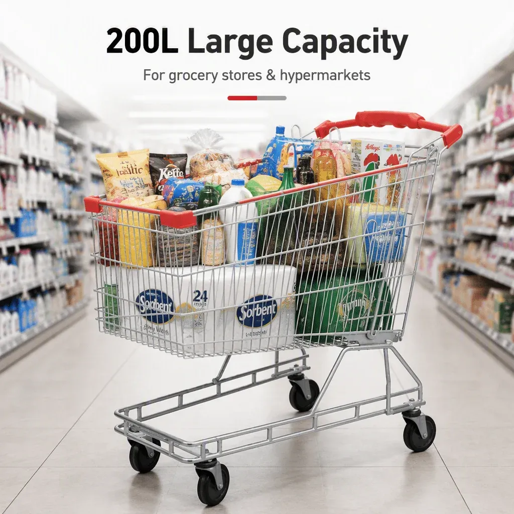 200L Australian Standard Mesh Folding Shopping Trolley detail 1