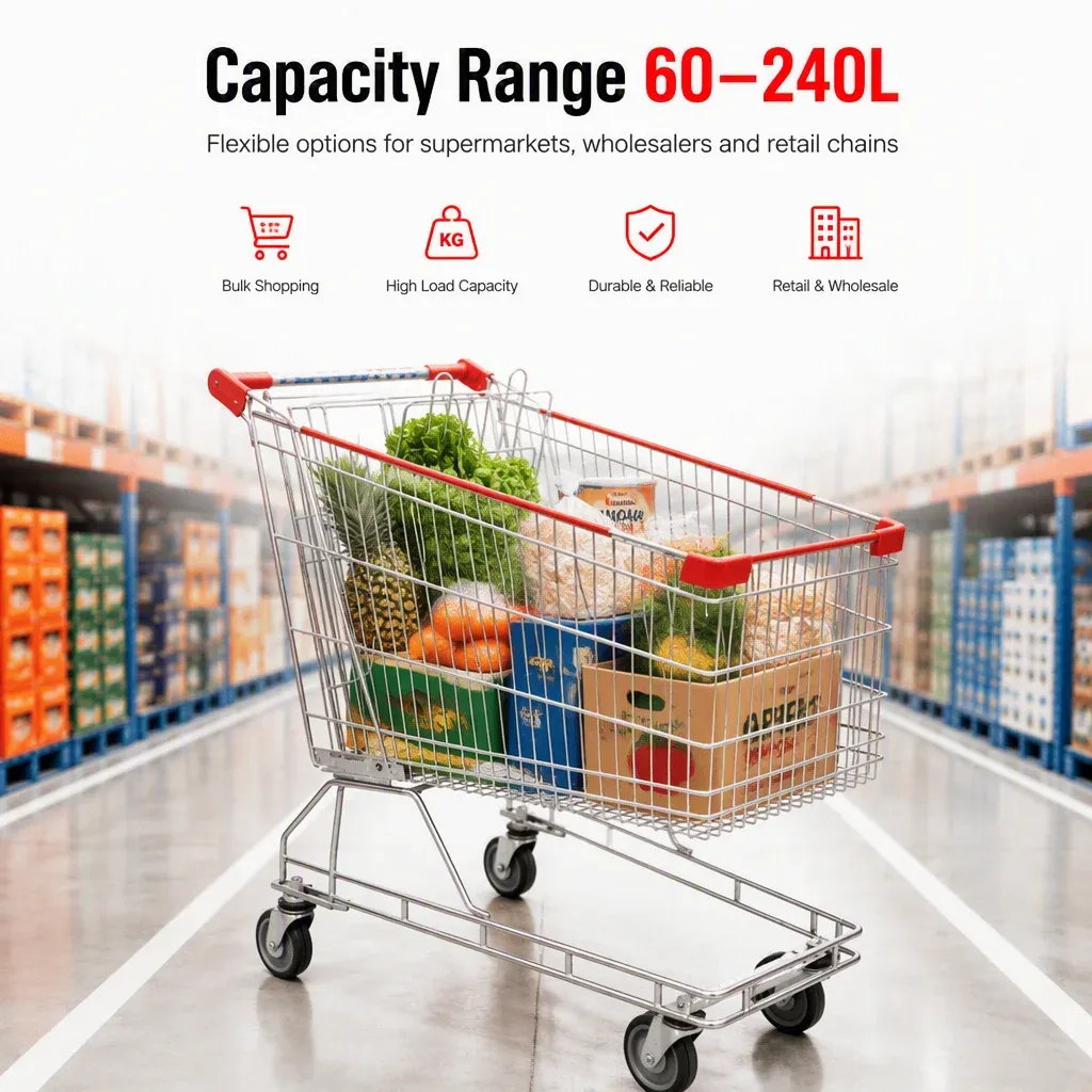 Australian Standard Folding Mesh Supermarket Shopping Trolley detail 1