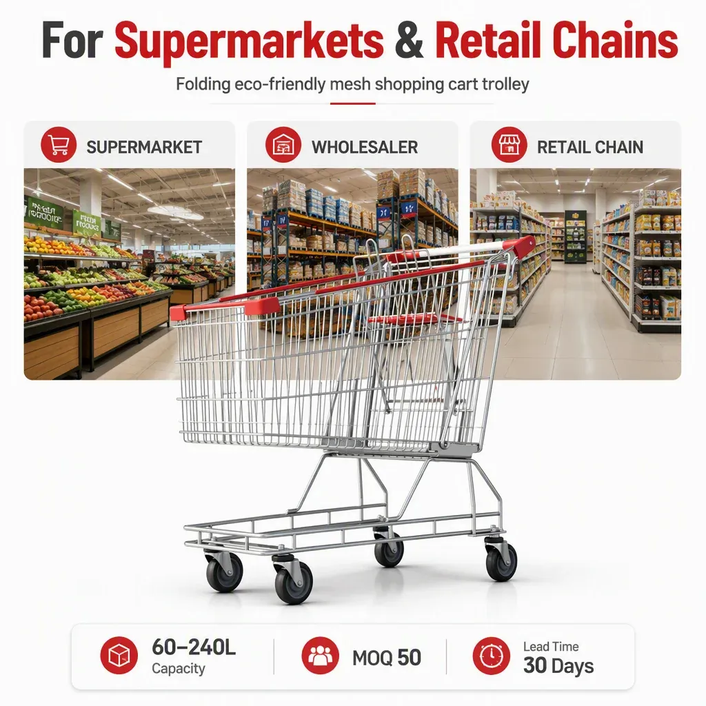 Australian Standard Folding Mesh Supermarket Shopping Trolley detail 2