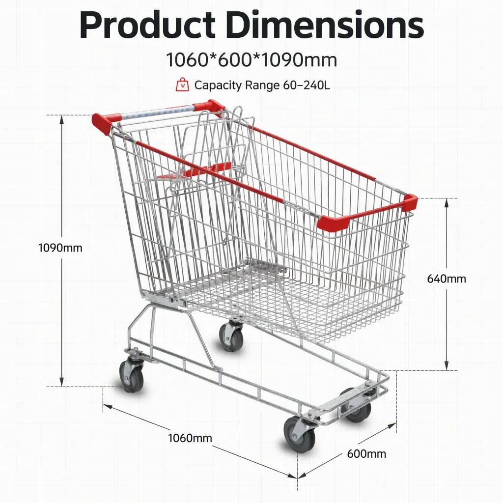 Australian Standard Folding Mesh Supermarket Shopping Trolley detail 3
