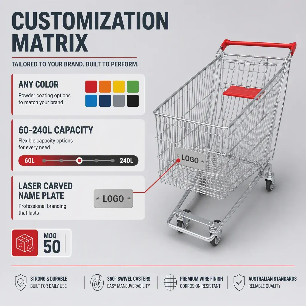 Australian Style Supermarket Shopping Trolley 210L detail 6