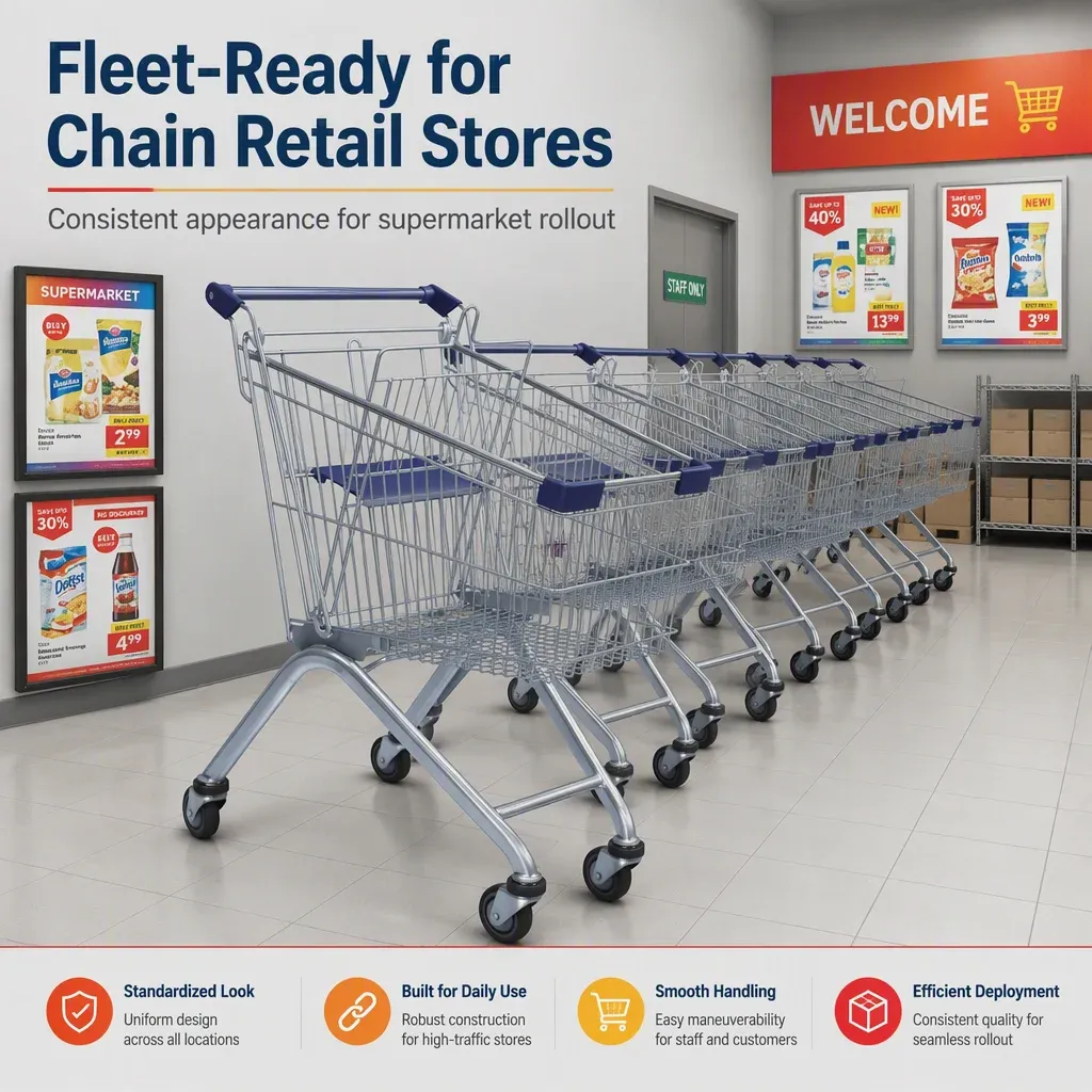 80L European Style Mesh Supermarket Shopping Trolley detail 3