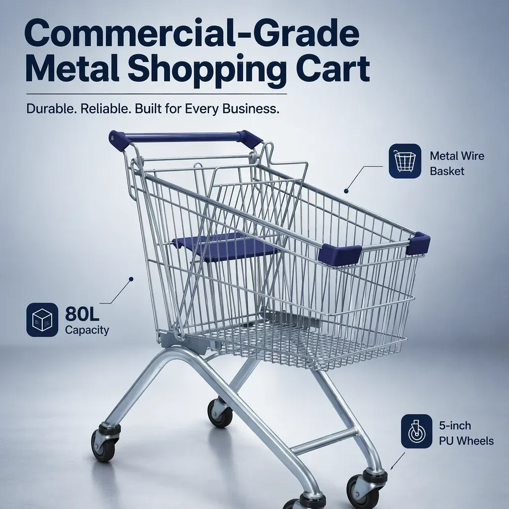 80L European Style Mesh Supermarket Shopping Trolley detail 4