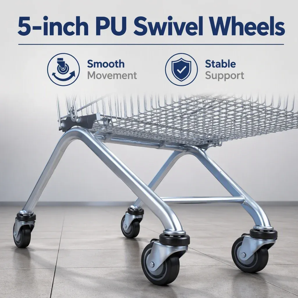 80L European Style Mesh Supermarket Shopping Trolley detail 6