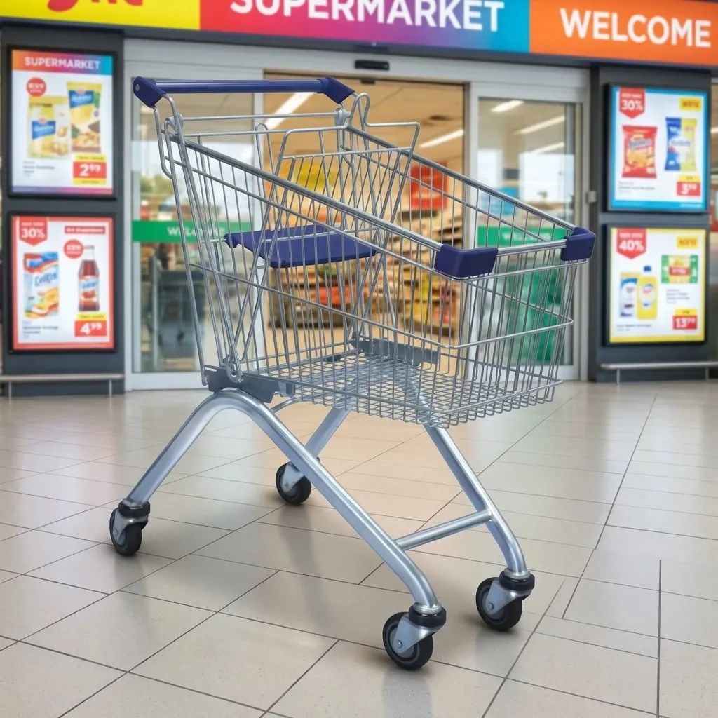 80L European Style Mesh Supermarket Shopping Trolley