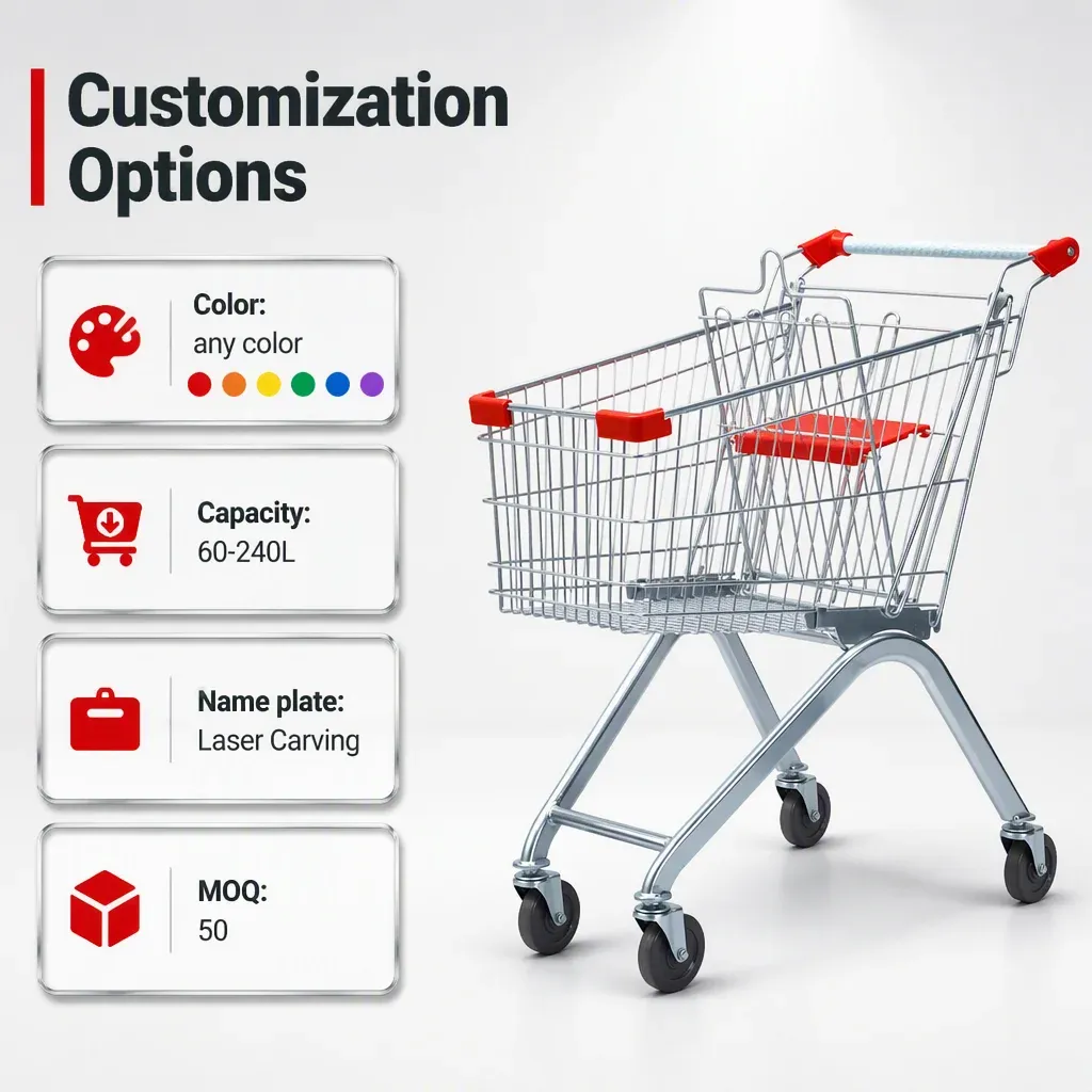60L European Style Folding Mesh Metal Shopping Trolley detail 7