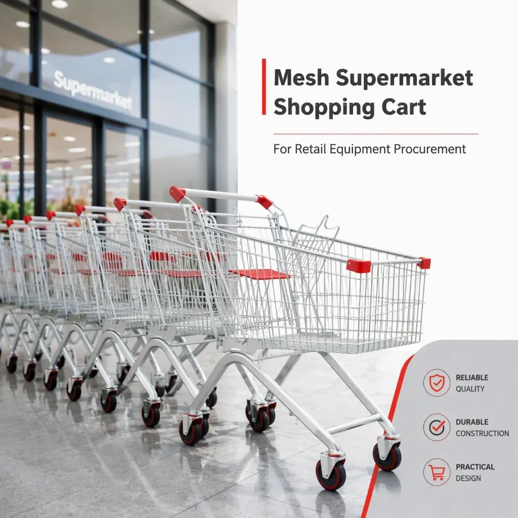 60L European Style Folding Mesh Metal Shopping Trolley detail 8
