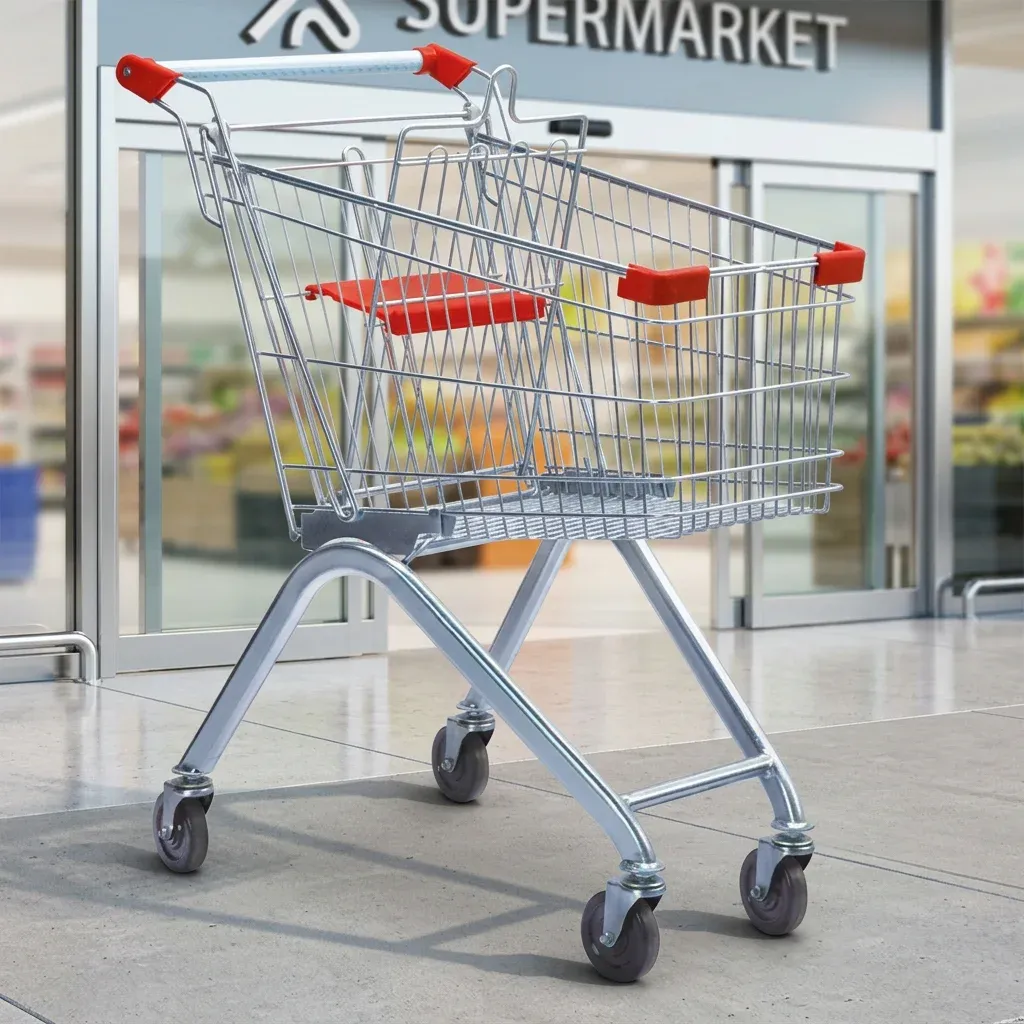 60L European Style Folding Mesh Metal Shopping Trolley