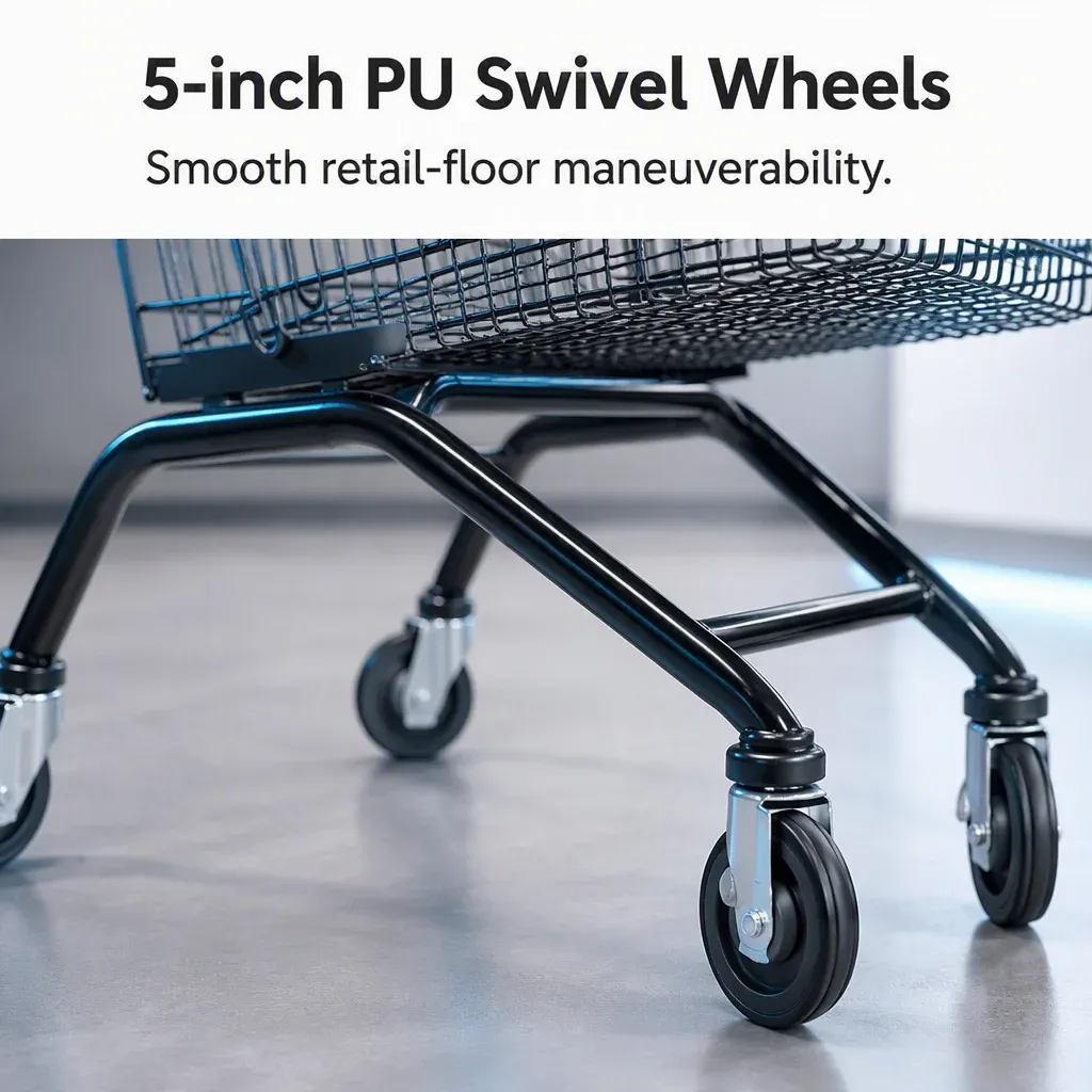 100L European Style Mesh Shopping Trolley Metal Frame detail 5