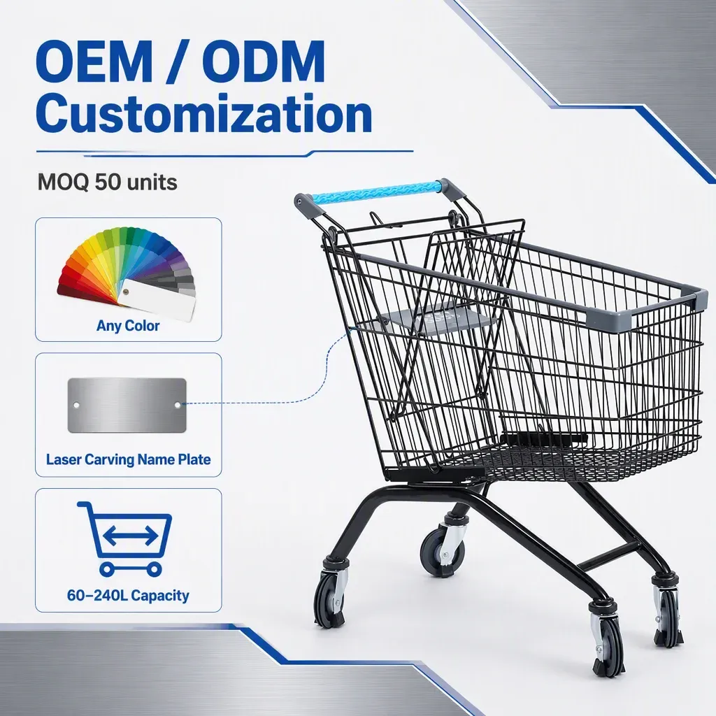 100L European Style Mesh Shopping Trolley Metal Frame detail 7