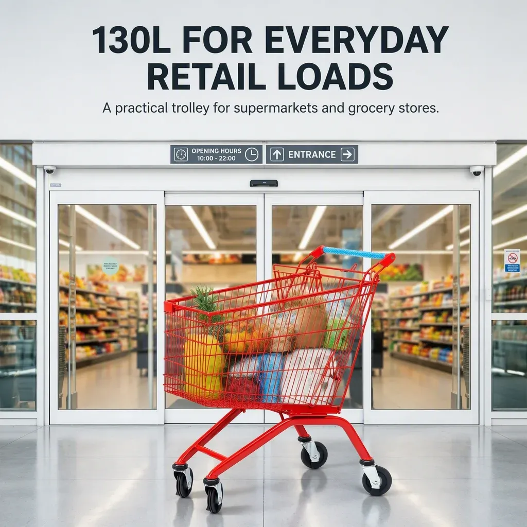 European 130L Mesh Metal Shopping Trolley-Foldable 5 detail 1