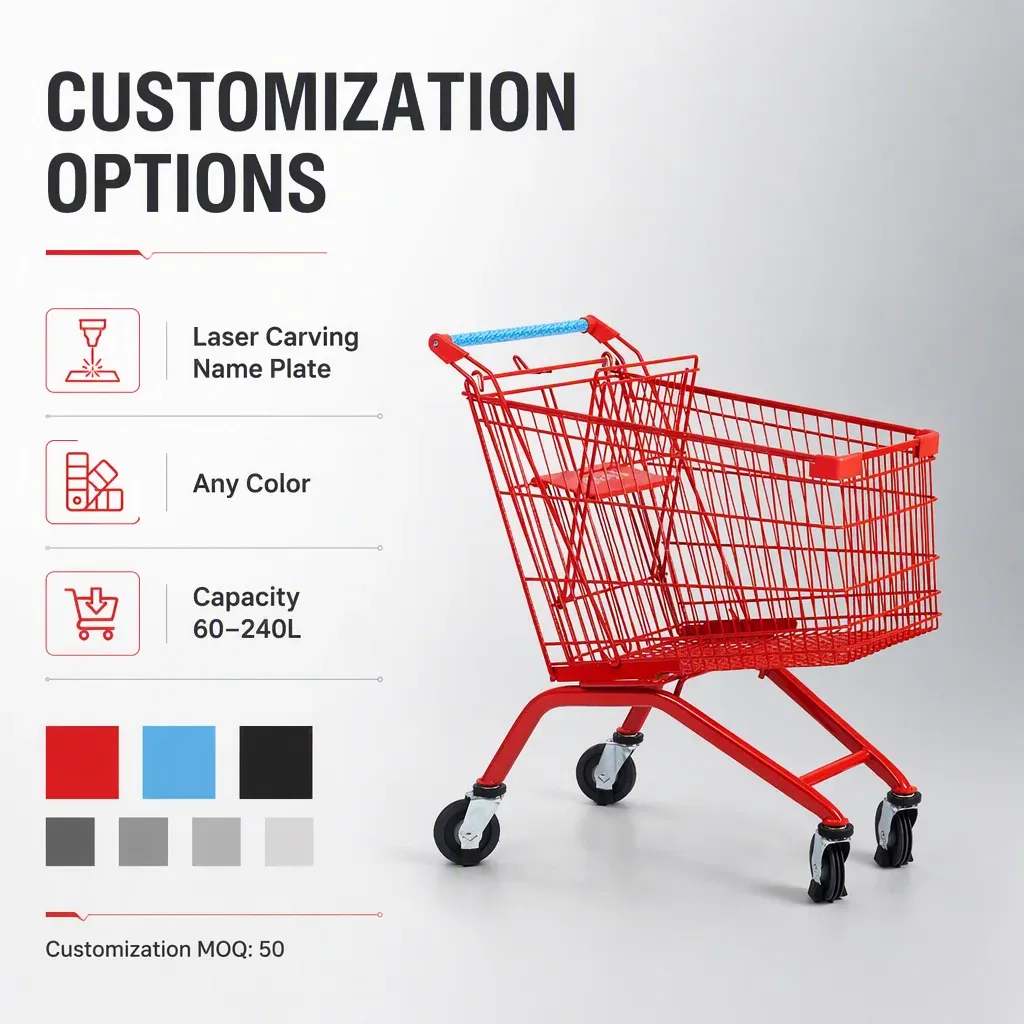 European 130L Mesh Metal Shopping Trolley-Foldable 5 detail 7