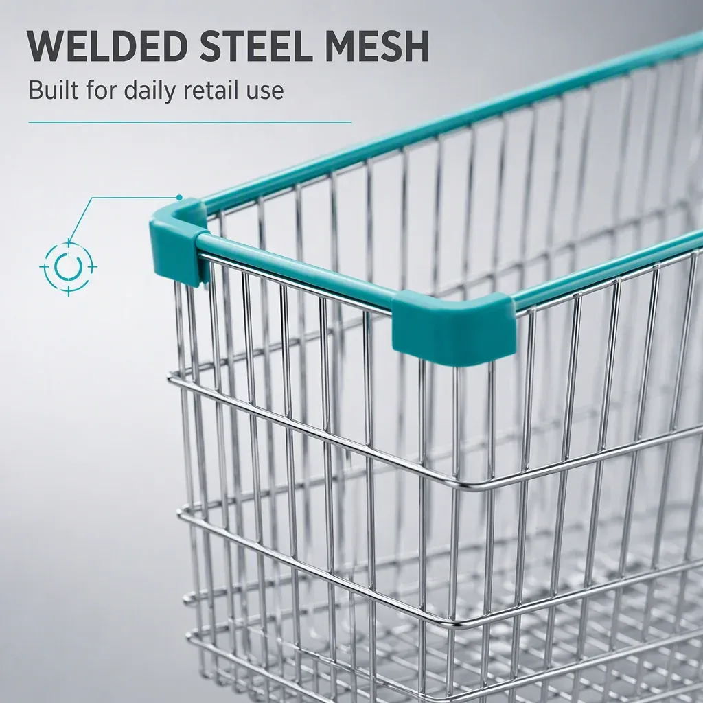 110L European Style Mesh Folding Shopping Trolley detail 4
