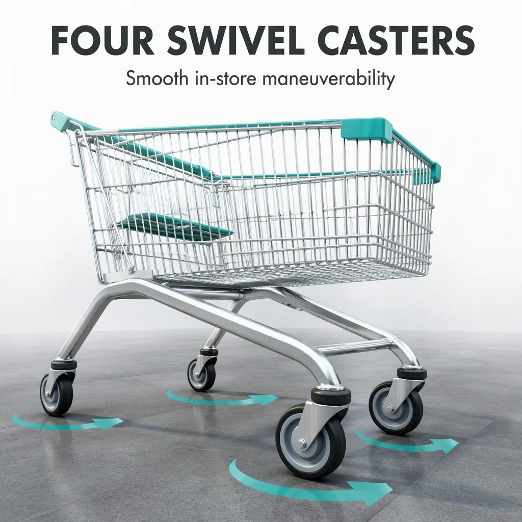 110L European Style Mesh Folding Shopping Trolley detail 5