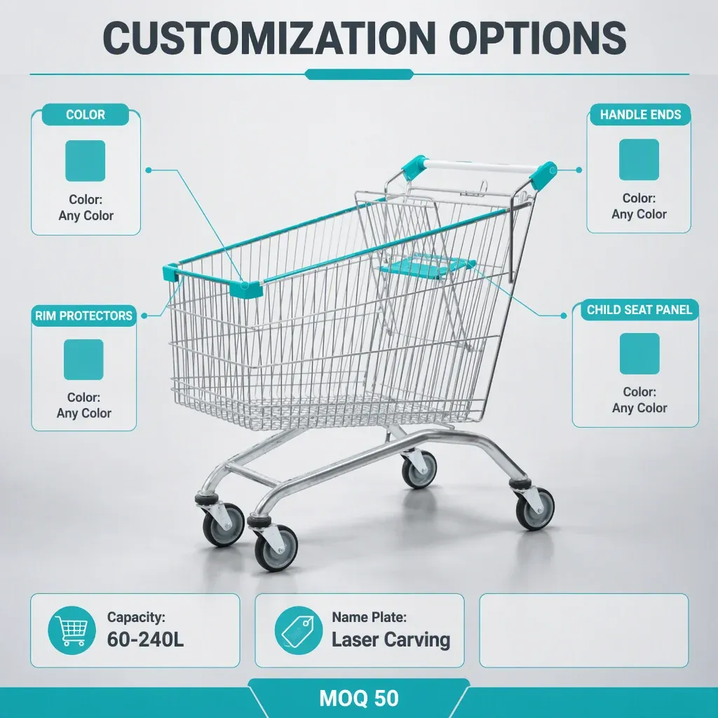 110L European Style Mesh Folding Shopping Trolley detail 8