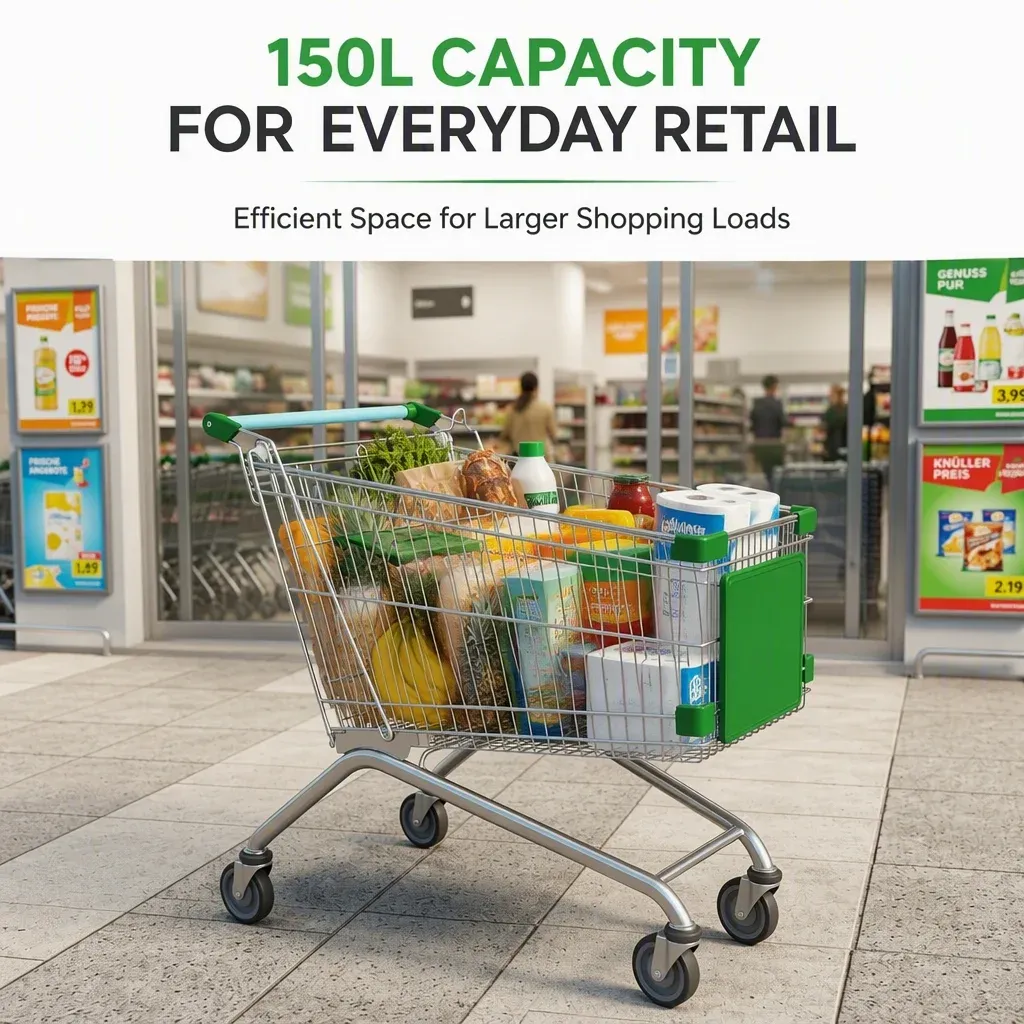 150L Steel European Style Shopping Trolley detail 1