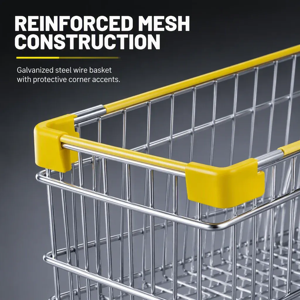 180L European Style Mesh Steel Folding Shopping Trolley detail 5
