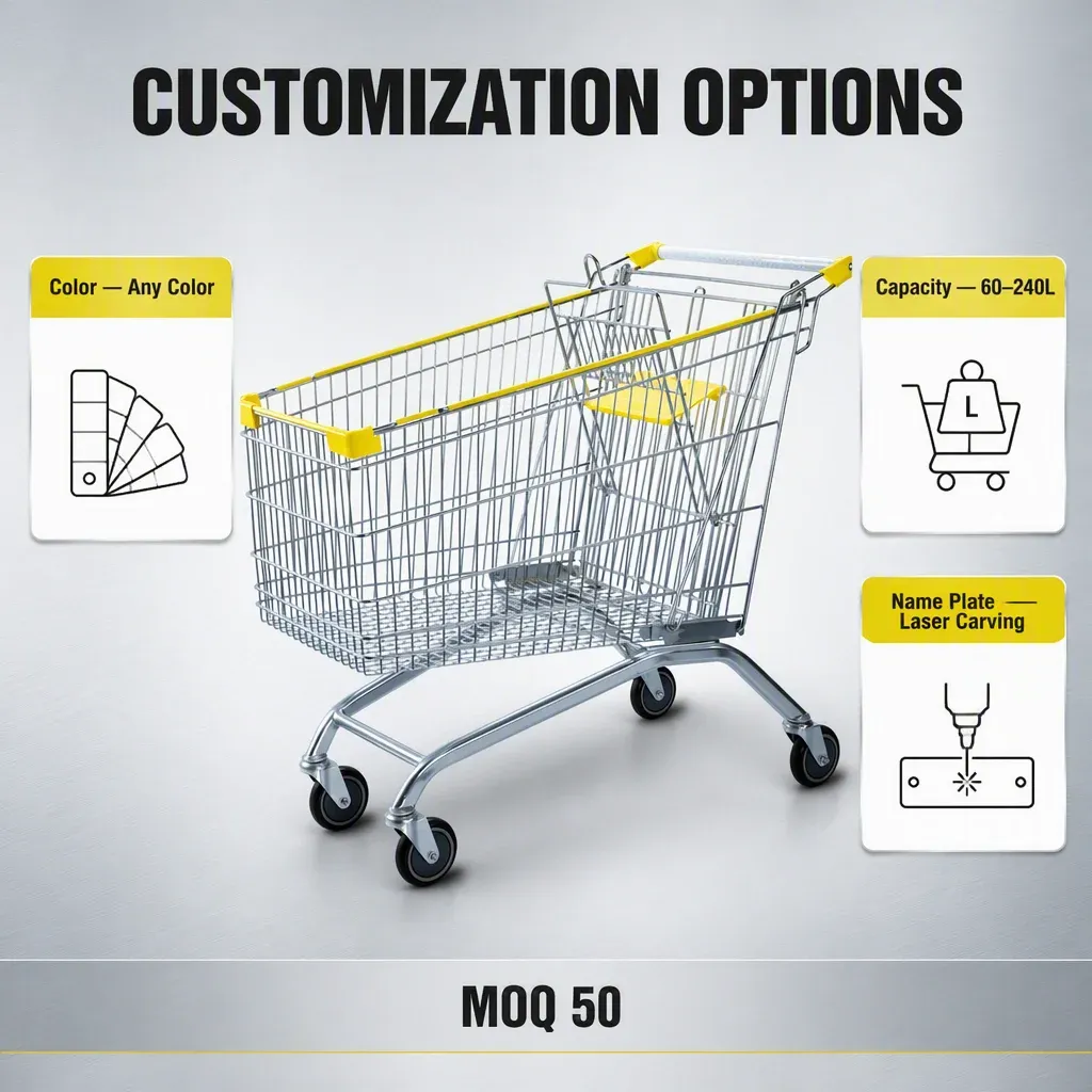 180L European Style Mesh Steel Folding Shopping Trolley detail 8
