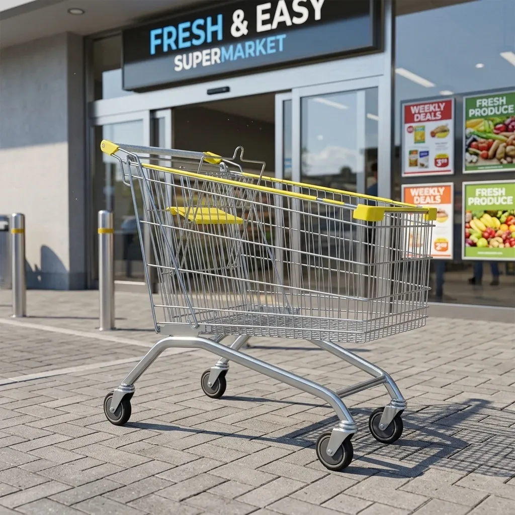 180L European Style Mesh Steel Folding Shopping Trolley