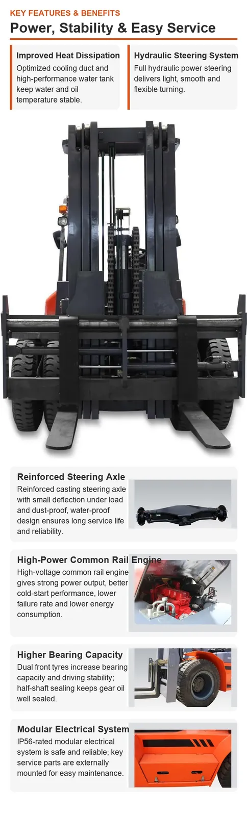 10 Ton Diesel Forklift Heavy Duty Counterbalance Forklift detail 4