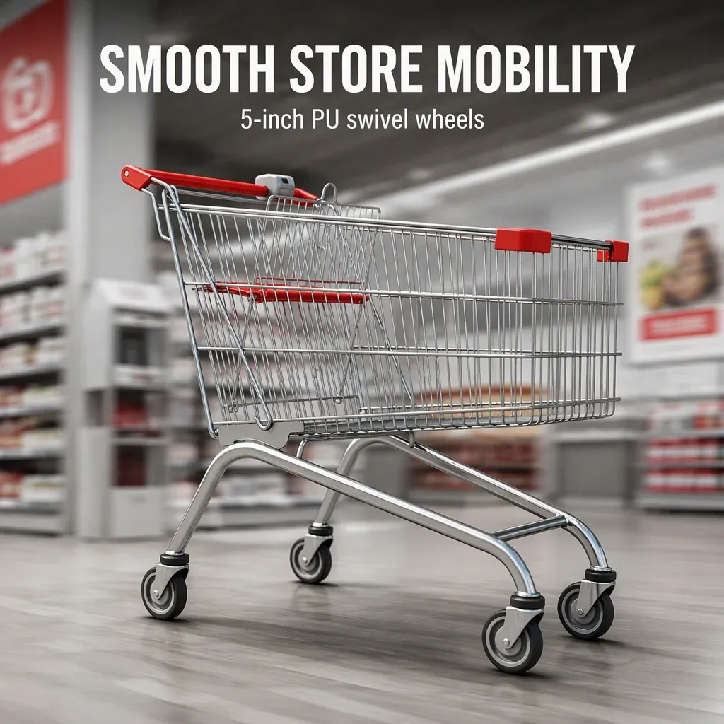European Folding Style 190L Supermarket Metal Shopping Trolley detail 3