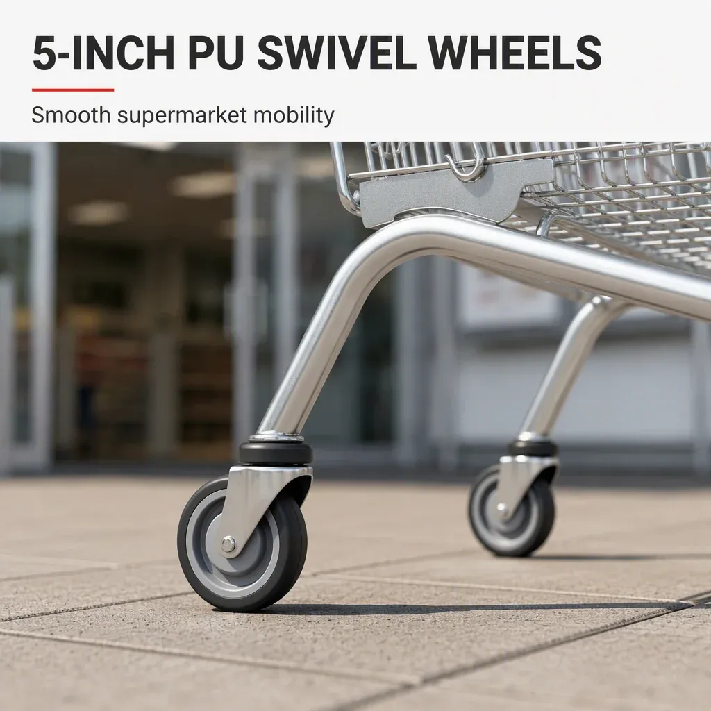 European Folding Style 190L Supermarket Metal Shopping Trolley detail 5
