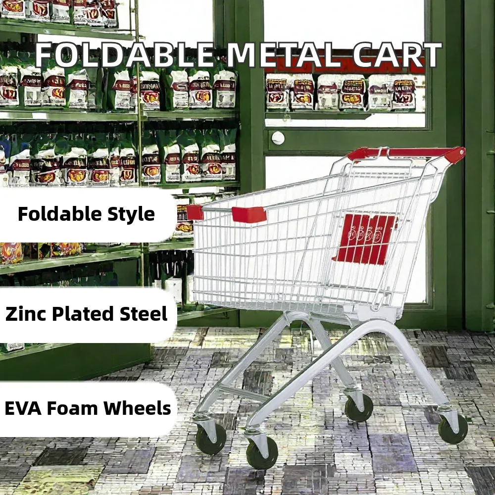 Metal Mesh Foldable Shopping Trolley Zinc Plated Platform detail 2