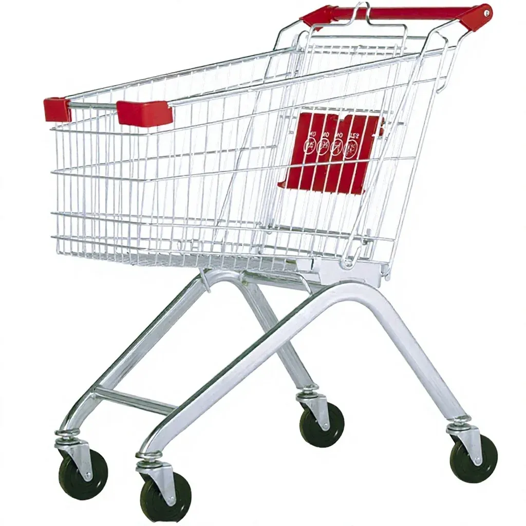 Metal Mesh Foldable Shopping Trolley Zinc Plated Platform detail 4