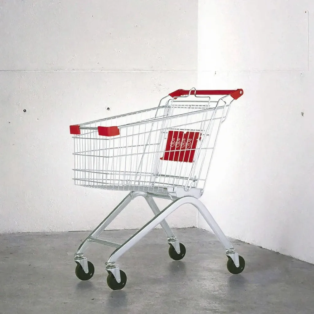 Metal Mesh Foldable Shopping Trolley Zinc Plated Platform photo 3