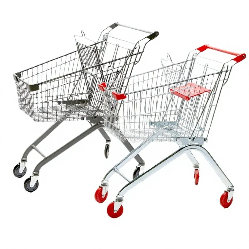 Metal Mesh Foldable Shopping Trolley Zinc Plated Platform photo 6