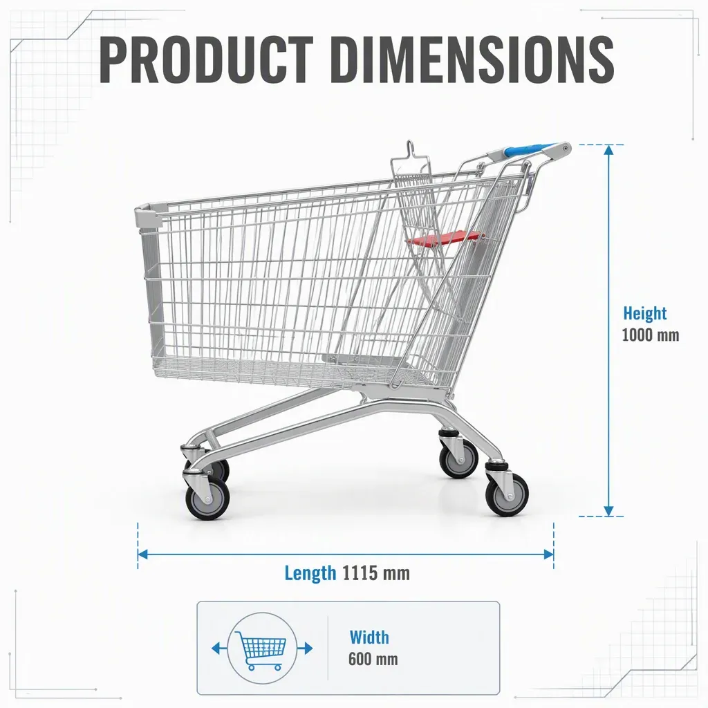 240L Mesh Folding Steel European Style Supermarket Shopping Trolley detail 5