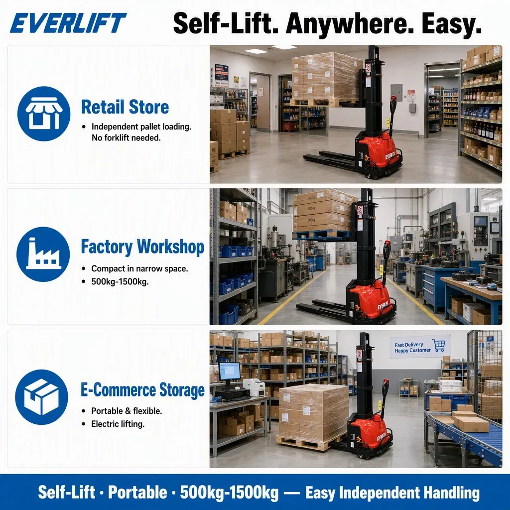 Self Loading Electric Stacker 1.3T 1.4Ton detail 8