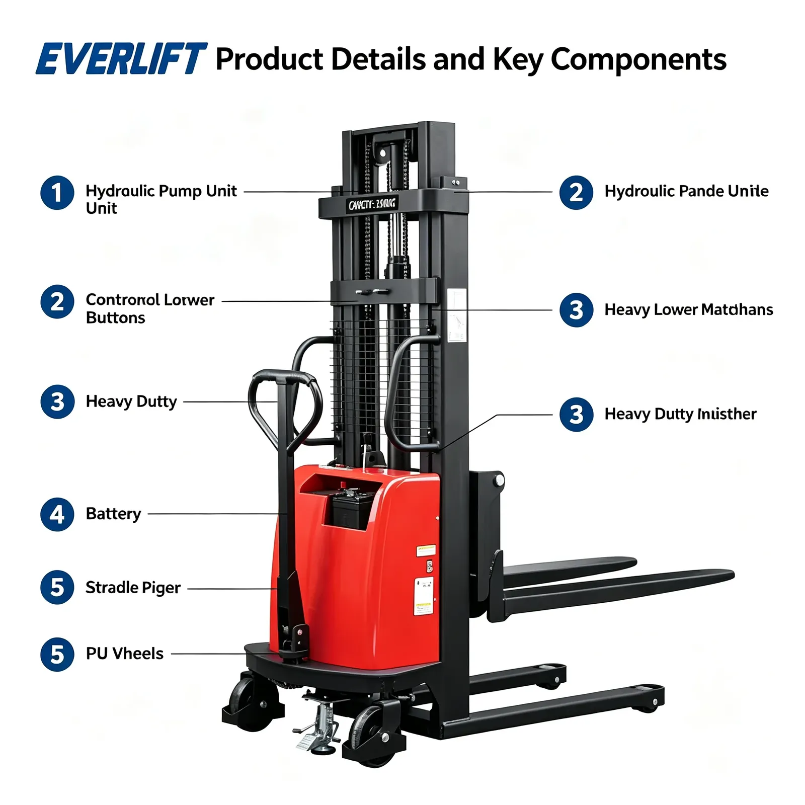 1.6m 2m 3m Semi Electric Stacker Walkie Stacker 1T 1.5Ton photo 2
