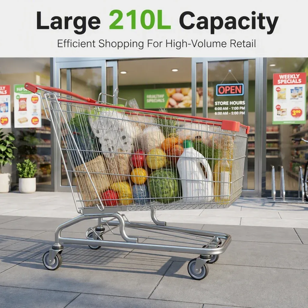 210L German Style Mesh Folding Shopping Trolley detail 1